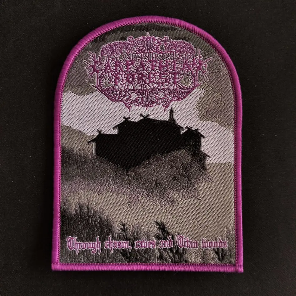 Carpathian Forest "Through Chasm, Caves and Titan Woods…" [black, Magenta and Grey border] Patch woven