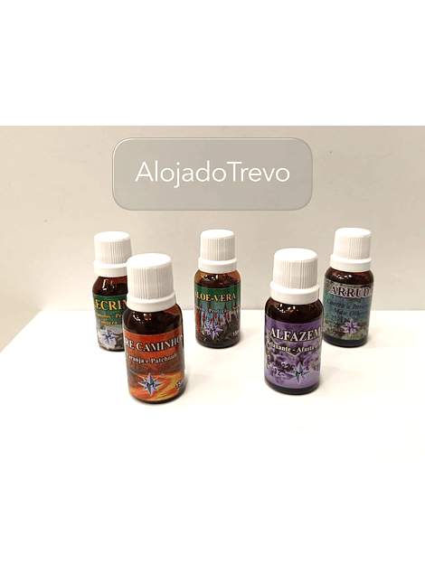 Essências: Alecrim, Aloe Vera, Abre Caminhos, Alfazema, Arruda