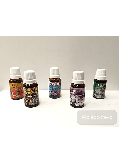 Essências: Sândalo, Sementes do Brasil, Verbena, Violeta, 7 ervas