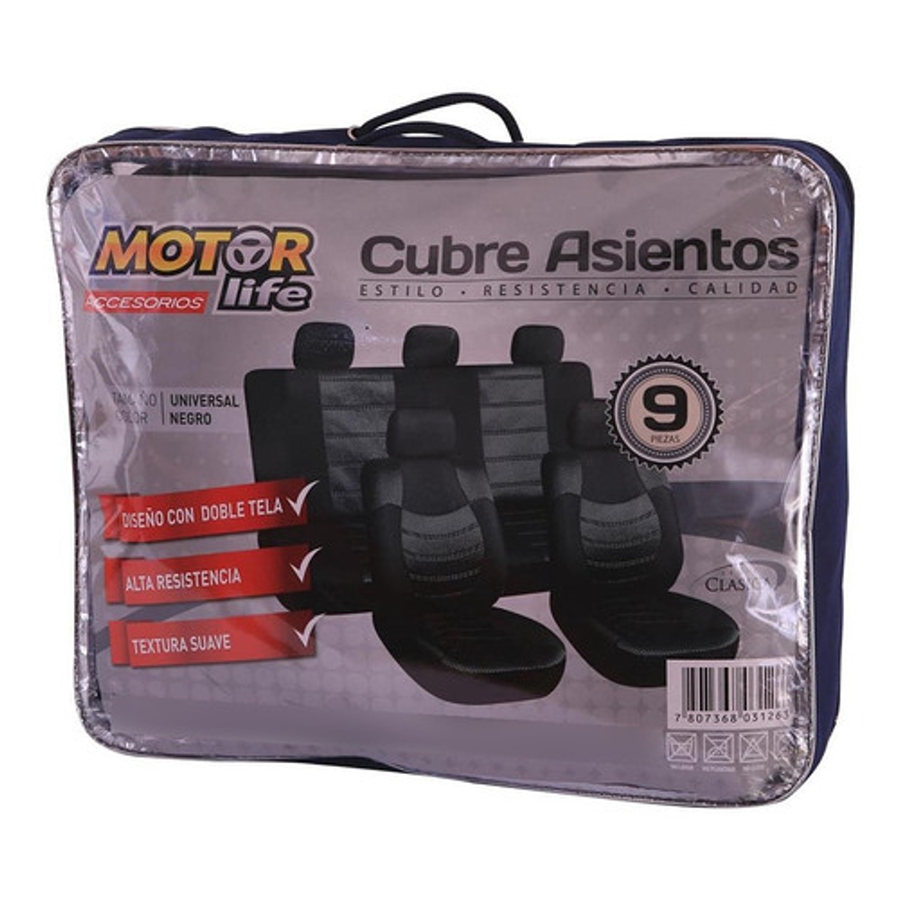 Funda Cubre Asiento Classic Doble Negro 3