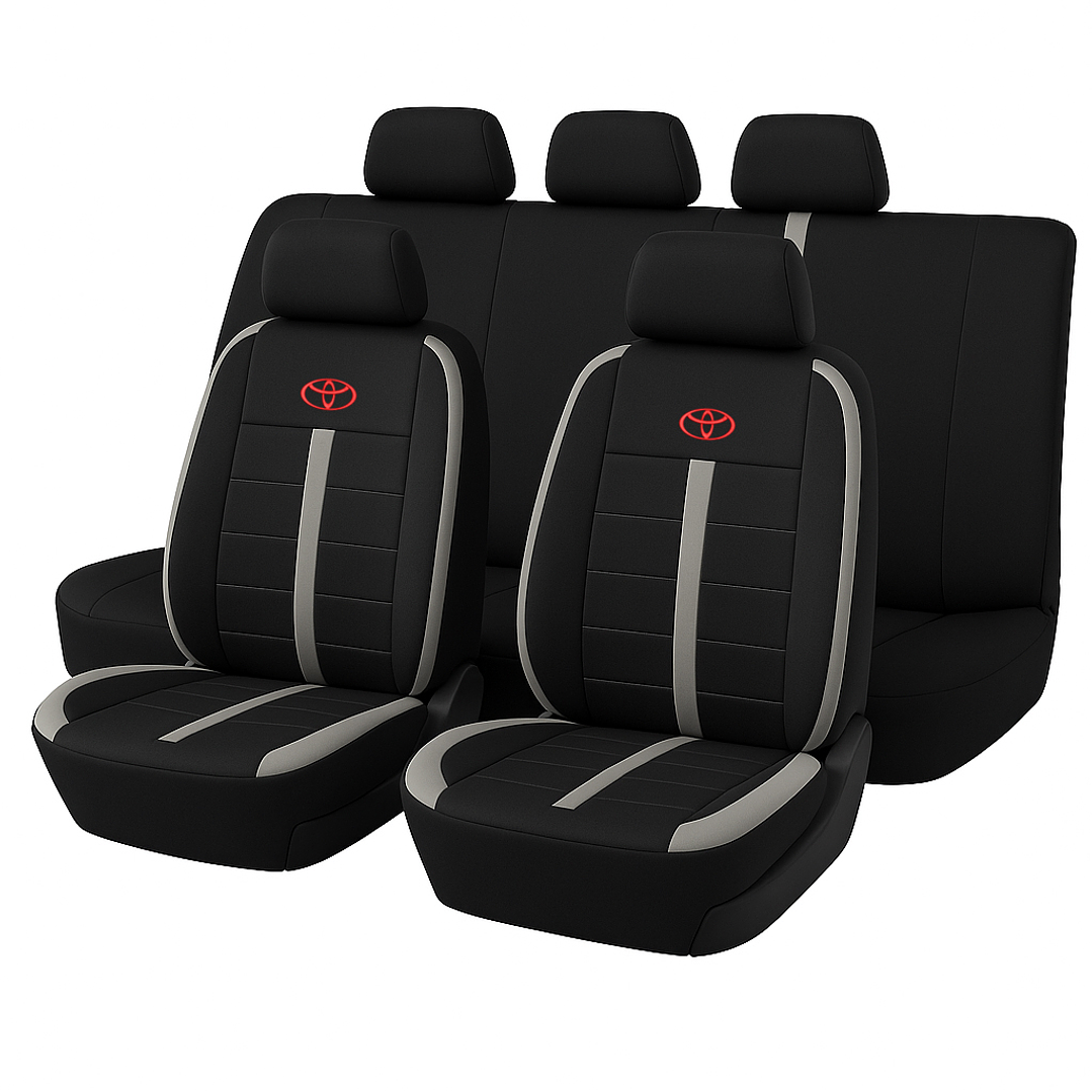Fundas Asiento Toyota Tela Poliester Negro Gris | JJ Group 1
