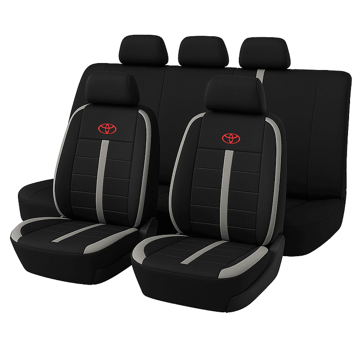 Fundas Asiento Toyota Tela Poliester Negro Gris | JJ Group 1