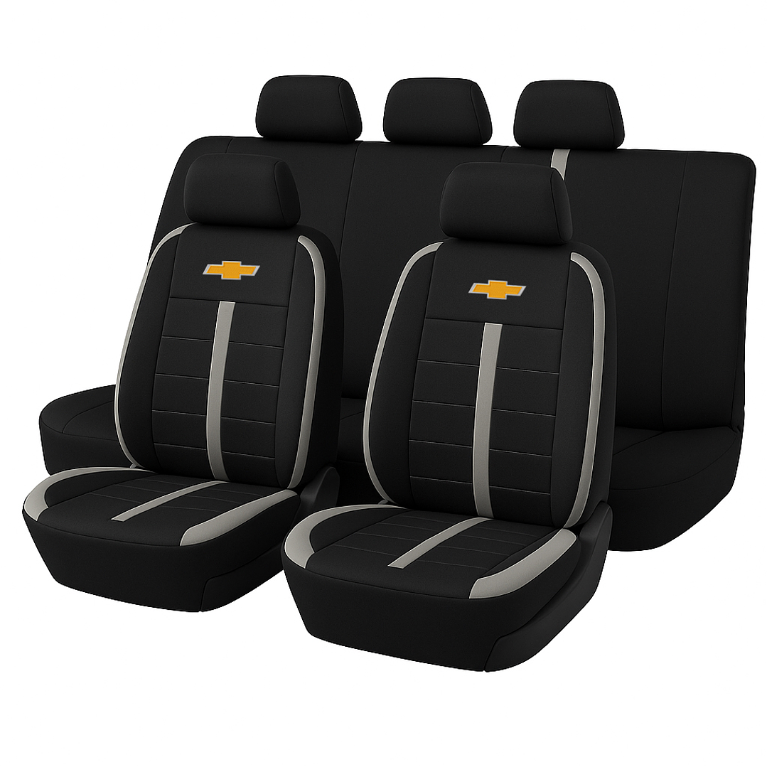 Fundas Asiento Chevrolet Tela Poliester Negro Gris | JJ Group 1