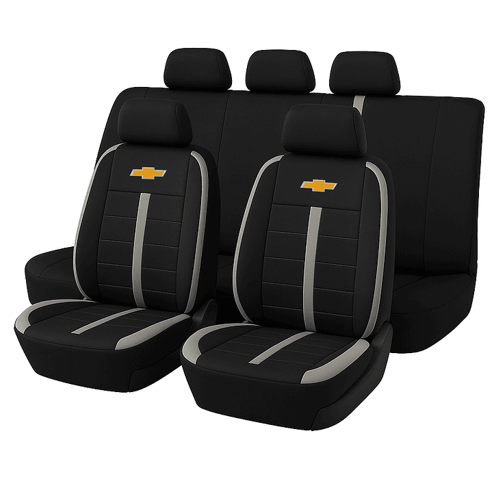 Fundas Asiento Chevrolet Tela Poliester Negro Gris | JJ Group 1