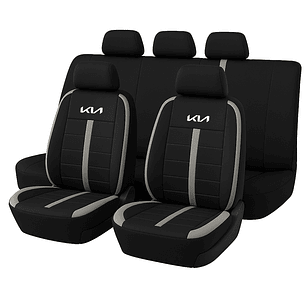 Fundas Asiento Kia Tela Poliester Negro Gris | JJ Group