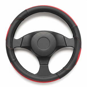 Cubre Volante Eco Cuero Negro Rojo Calidad Premium Negro