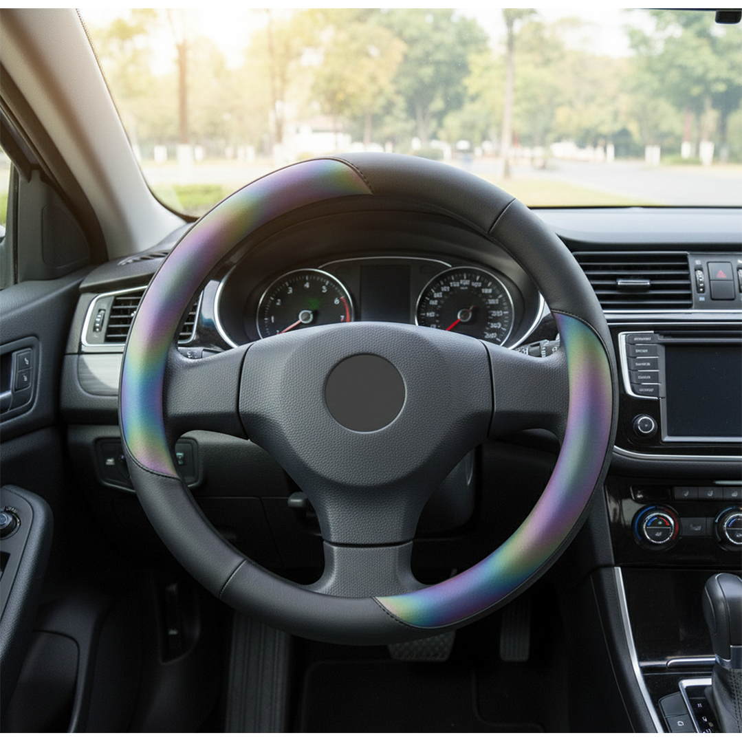 Cubre Volante Eco Cuero Negro Tornasol Calidad Premium Negro 2