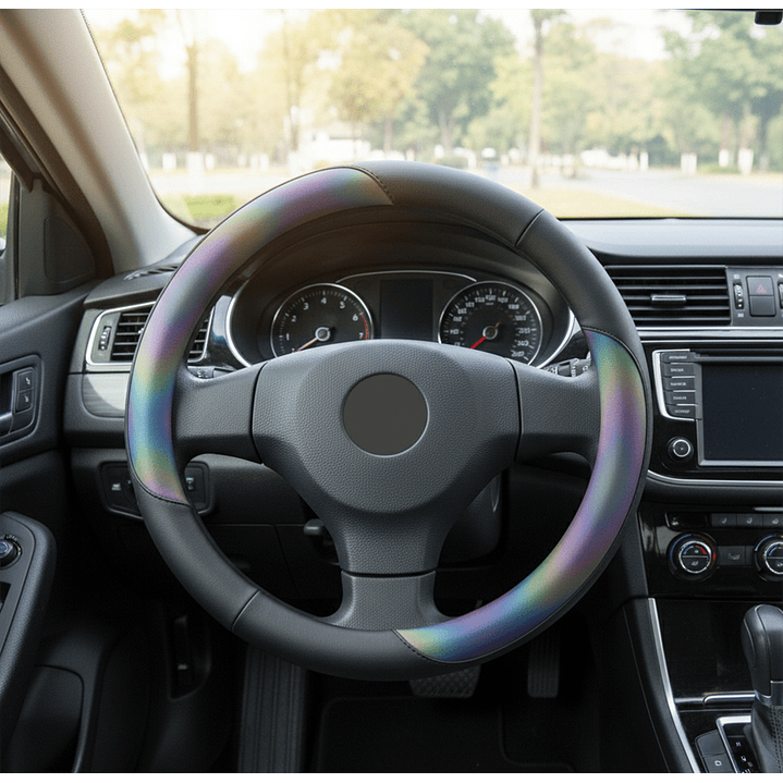 Cubre Volante Eco Cuero Negro Tornasol Calidad Premium Negro 2