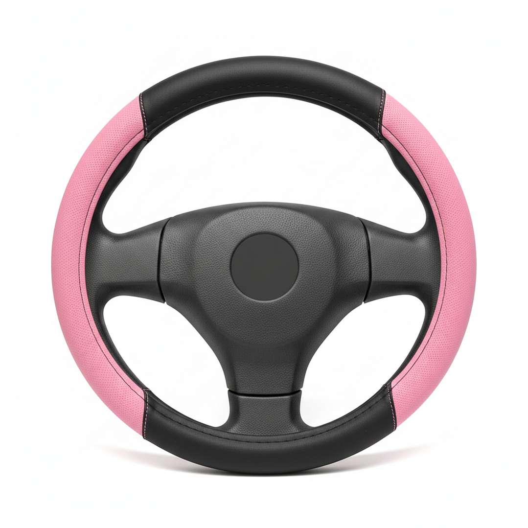 Cubre Volante Eco Cuero Negro Rosado Calidad Premium 1