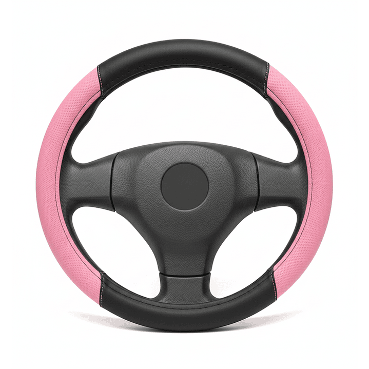 Cubre Volante Eco Cuero Negro Rosado Calidad Premium 1