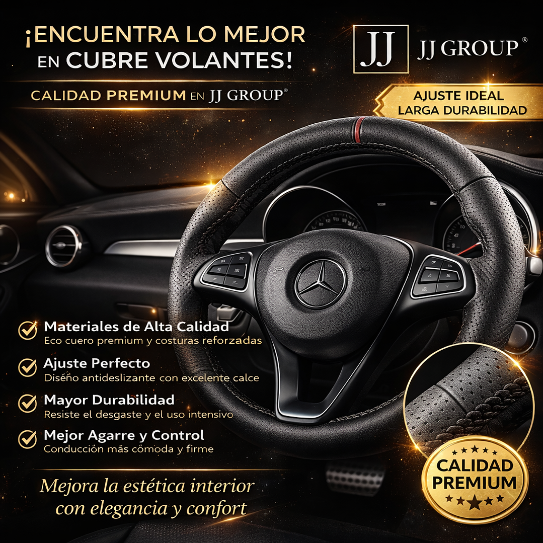 Cubre Volante Eco Cuero Negro Calidad Premium | Jj Group 4