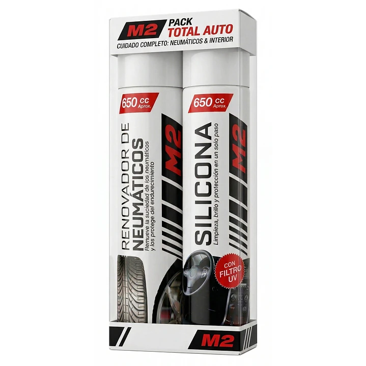 Set 12 Pack Silicona Spray + Renovador De Neumáticos Auto M2 1