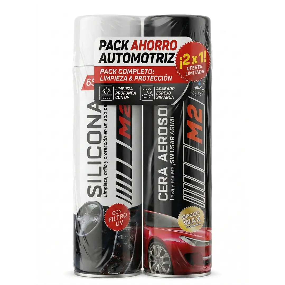 Pack Silicona Spray + Cera Aerosol Auto 650 Cc M2 1