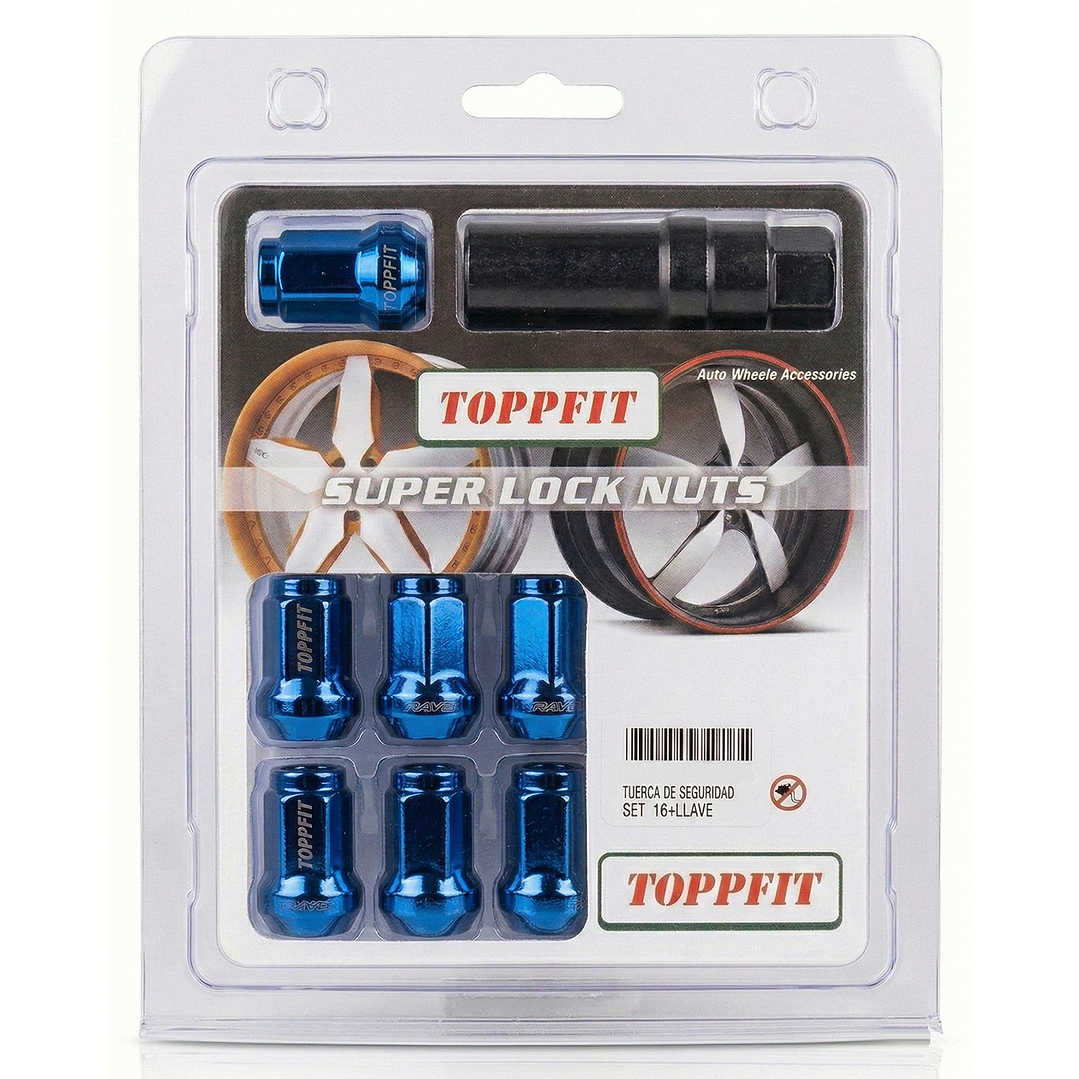 Set 16 Tuercas De Seguridad Colores Con Llave 12x1,25mm 6