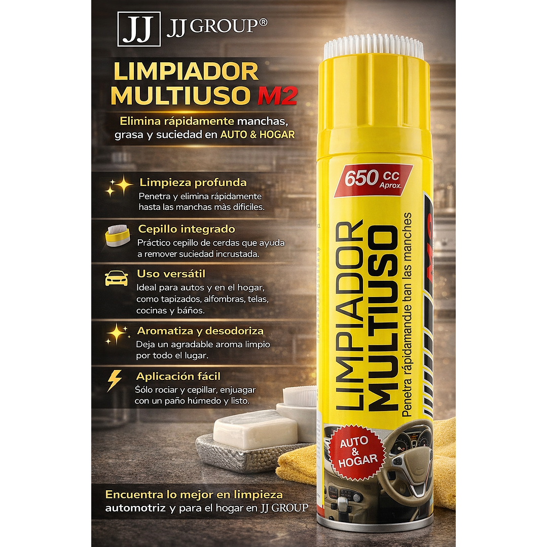 Espuma Limpia Tapiz Interior Con Cepillo M2 650 Ml 2