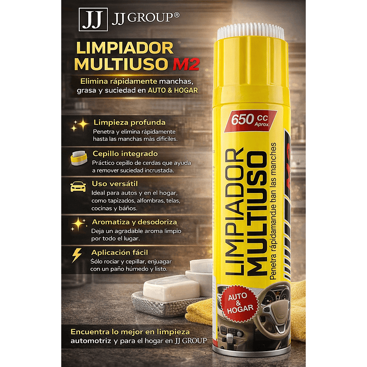 Espuma Limpia Tapiz Interior Con Cepillo M2 650 Ml 2