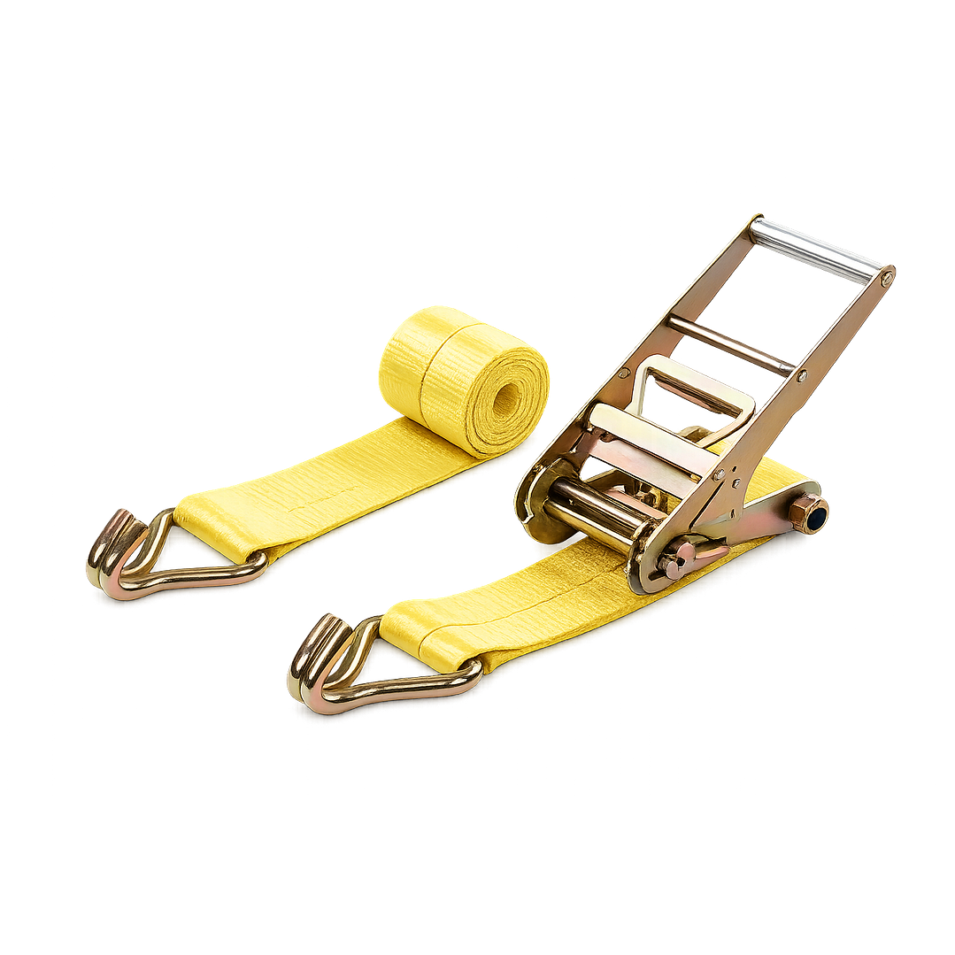 Eslinga De Amarre 9 Metros 5 Toneladas Con Ganchos Y Rachet Amarillo 1