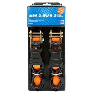 Set 2 Correas Eslinga Amarre 4,6 Metros Naranjas