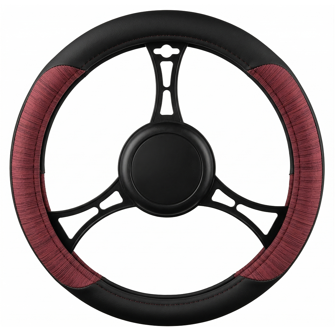 Cubre Volante Eco Cuero Negro Con Budeo Texturado Premium 1