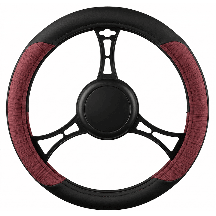 Cubre Volante Eco Cuero Negro Con Budeo Texturado Premium 1