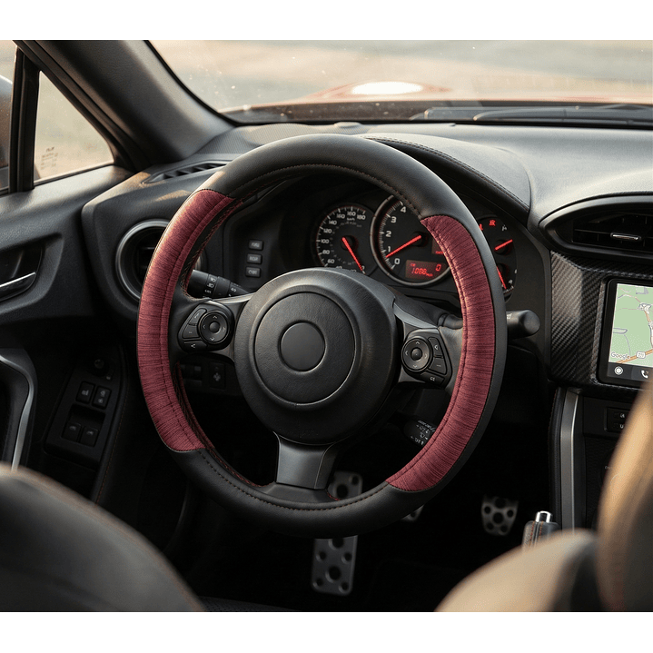 Cubre Volante Eco Cuero Negro Con Budeo Texturado Premium 3