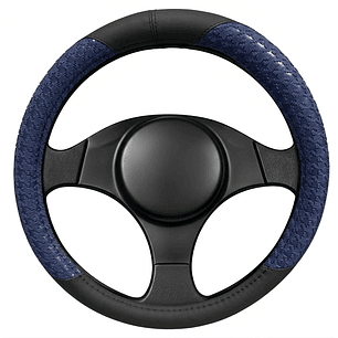 Cubre Volante Eco Cuero Negro Con Azul Texturado Premium