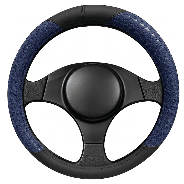 Cubre Volante Eco Cuero Negro Con Azul Texturado Premium 1