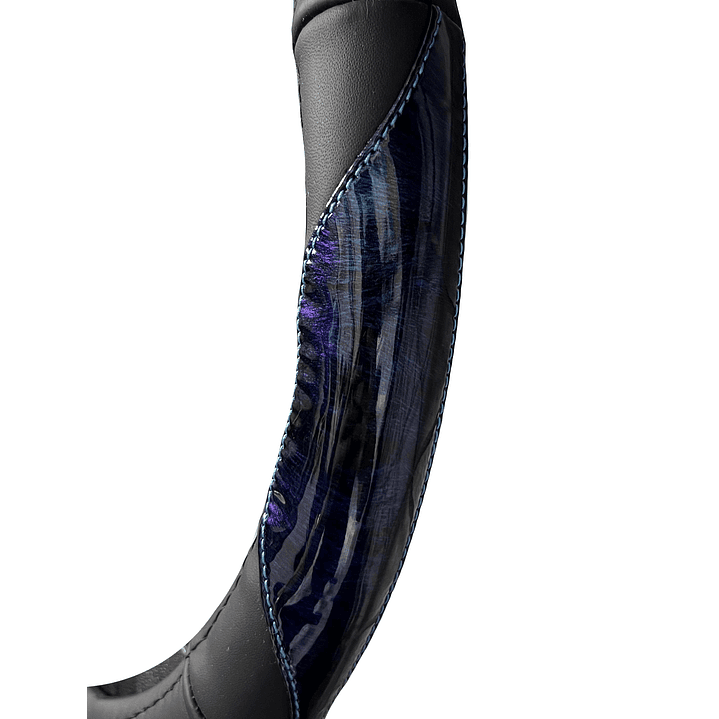 Cubre Volante Eco Cuero Negro Detalles Azul Neon Premium 3