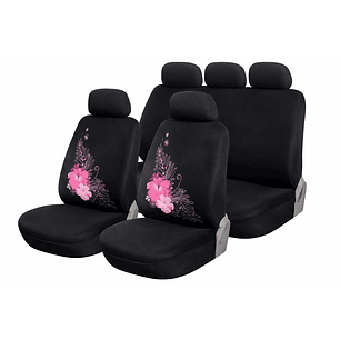 Funda Cubre Asiento Universal Flores Rosada Tela // Jj Group