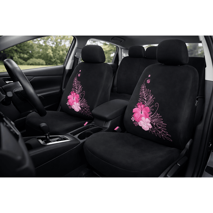 Funda Cubre Asiento Universal Flores Rosada Tela // Jj Group 3