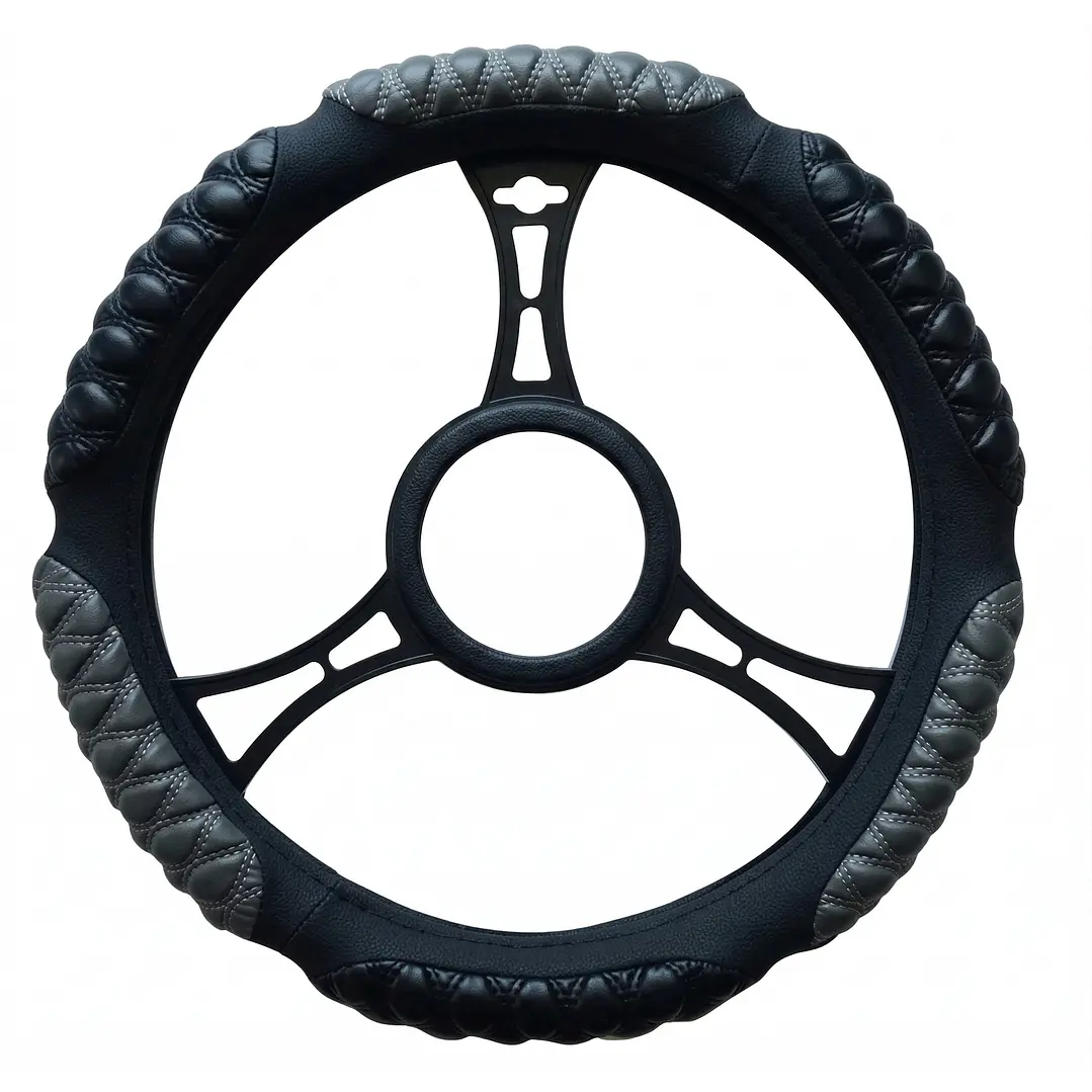 Cubre Volante Acolchado Universal Negro Gris 1