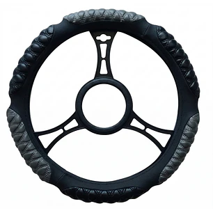 Cubre Volante Acolchado Universal Negro Gris