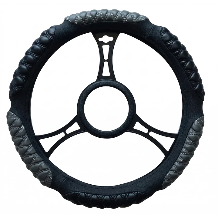 Cubre Volante Acolchado Universal Negro Gris 1