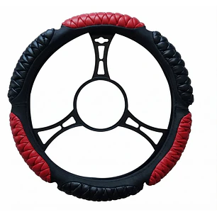 Cubre Volante Acolchado Universal Negro Rojo