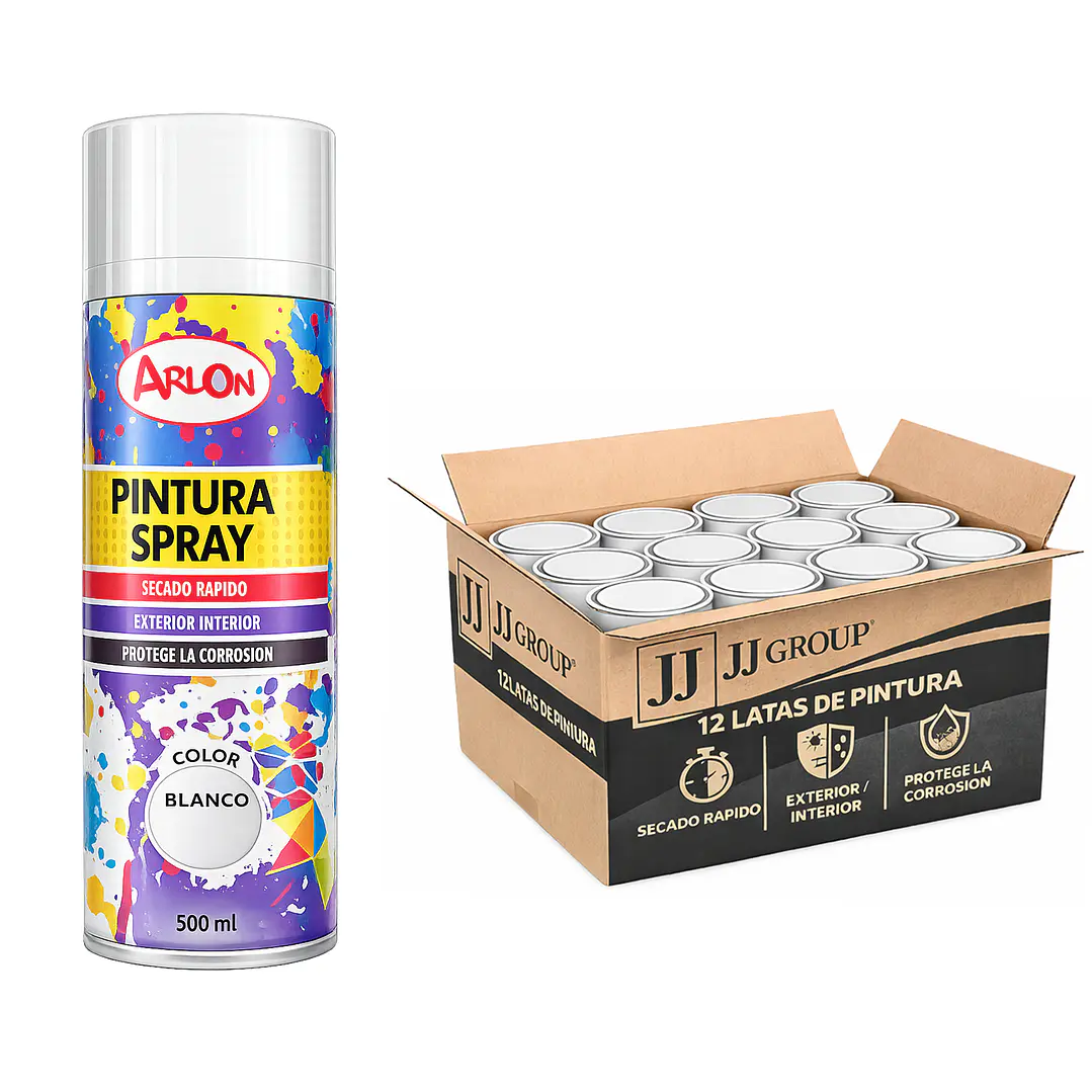 Pack 12 Latas De Pintura Spray Aerosol Varios Colores 500 Ml 25