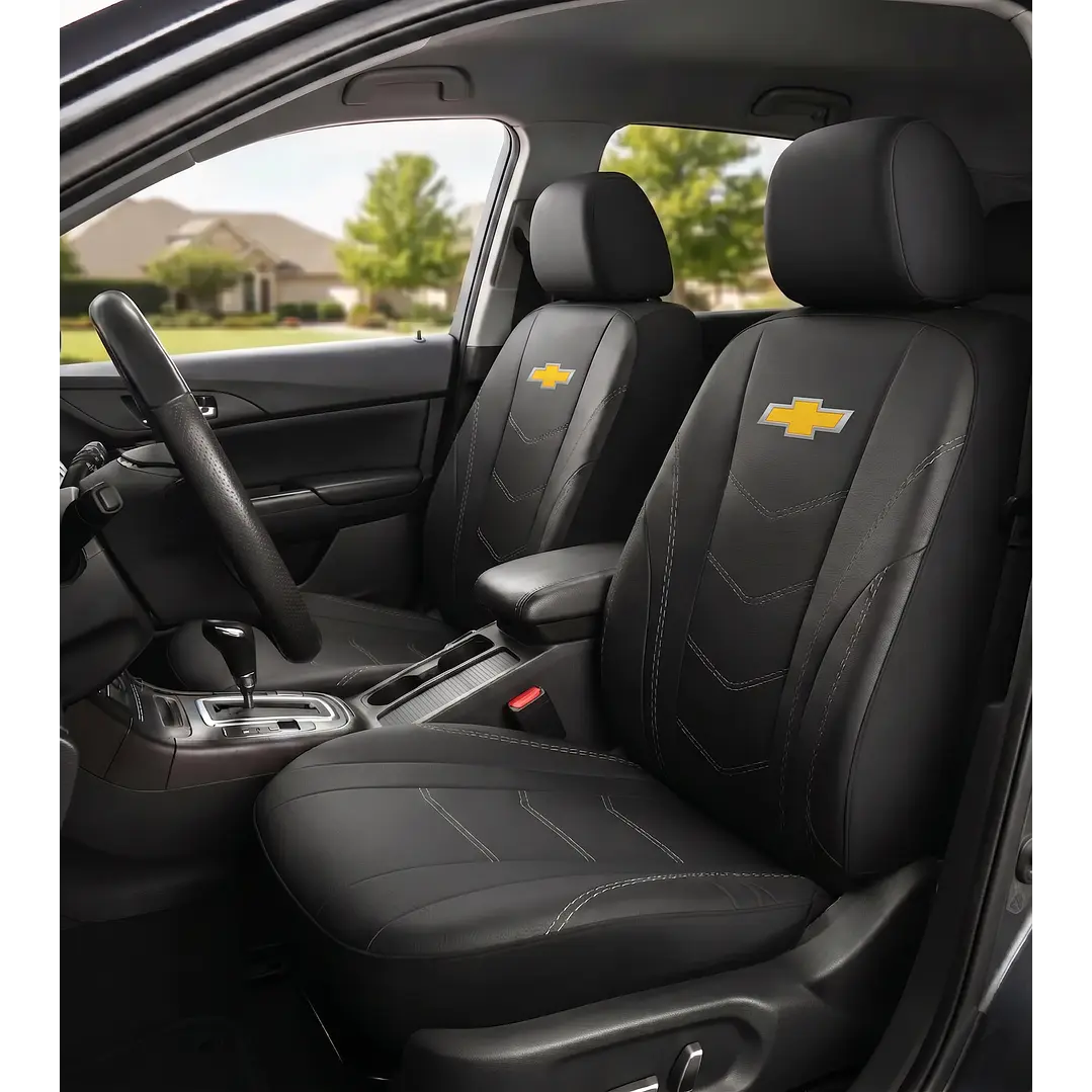 Fundas Asiento Chevrolet Eco Cuero Negro – 9 Piezas Bordadas | JJ Group 1