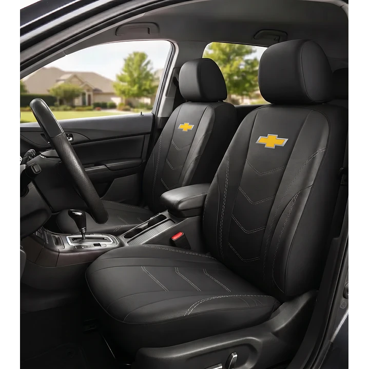 Fundas Asiento Chevrolet Eco Cuero Negro – 9 Piezas Bordadas | JJ Group 1