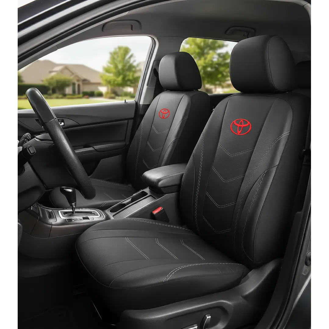 Fundas Asiento Toyota Eco Cuero Negro – 9 Piezas Bordadas | JJ Group 1