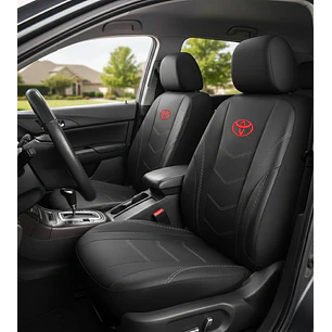 Fundas Asiento Toyota Eco Cuero Negro – 9 Piezas Bordadas | JJ Group