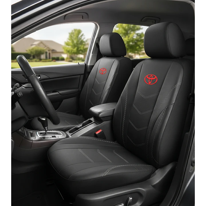 Fundas Asiento Toyota Eco Cuero Negro – 9 Piezas Bordadas | JJ Group 1
