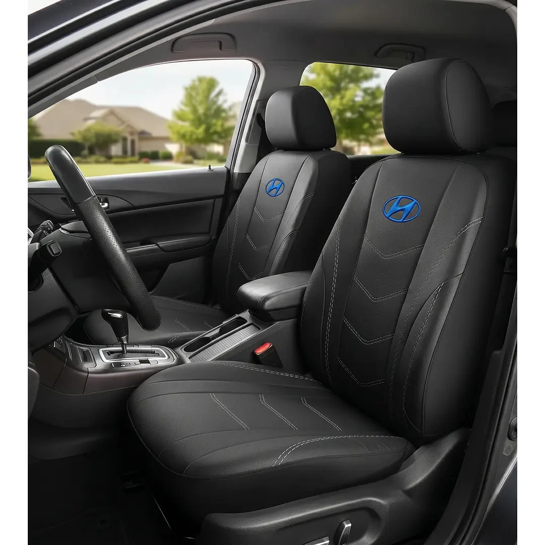 Fundas Asiento Hyundai Eco Cuero Negro – 9 Piezas Bordadas | JJ Group 1