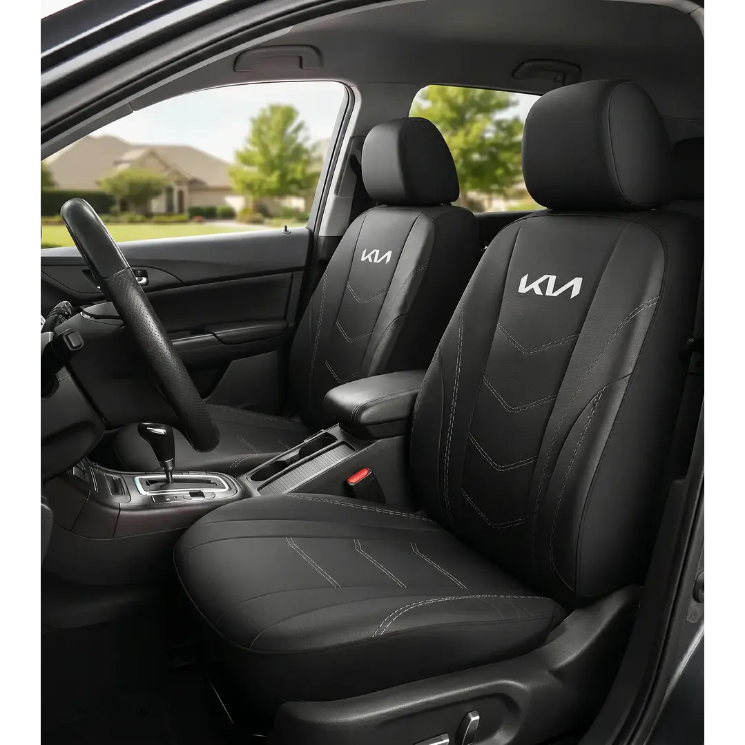 Fundas Asiento Kia Eco Cuero Negro – 9 Piezas Bordadas | JJ Group 1