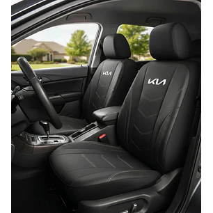 Fundas Asiento Kia Eco Cuero Negro – 9 Piezas Bordadas | JJ Group
