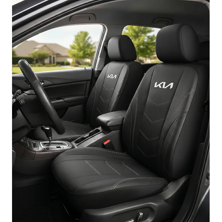 Fundas Asiento Kia Eco Cuero Negro – 9 Piezas Bordadas | JJ Group 1