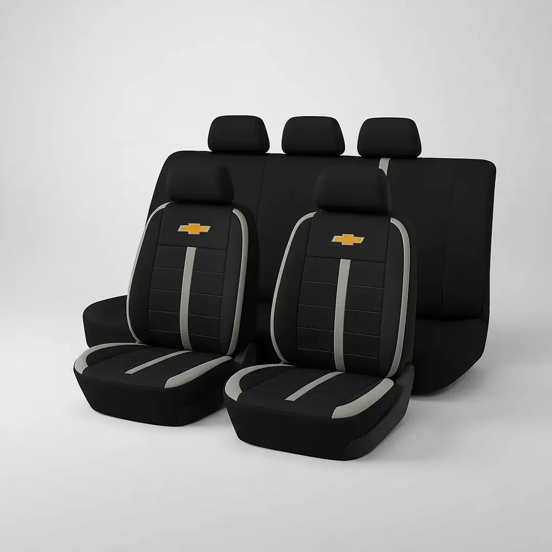 Fundas Asiento Chevrolet Tela Poliester Negro Gris | JJ Group 5