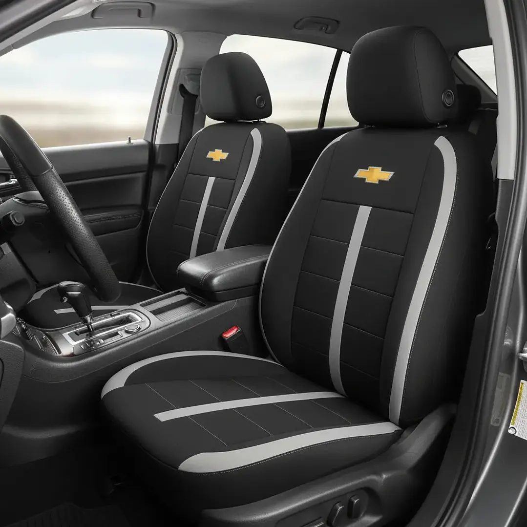 Fundas Asiento Chevrolet Tela Poliester Negro Gris | JJ Group 1