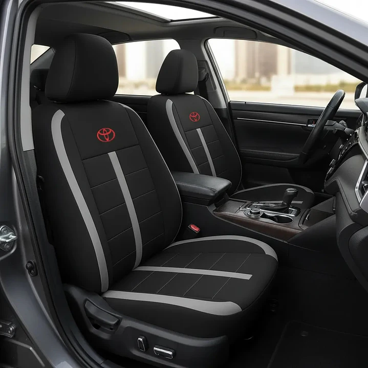 Fundas Asiento Toyota Tela Poliester Negro Gris | JJ Group 1
