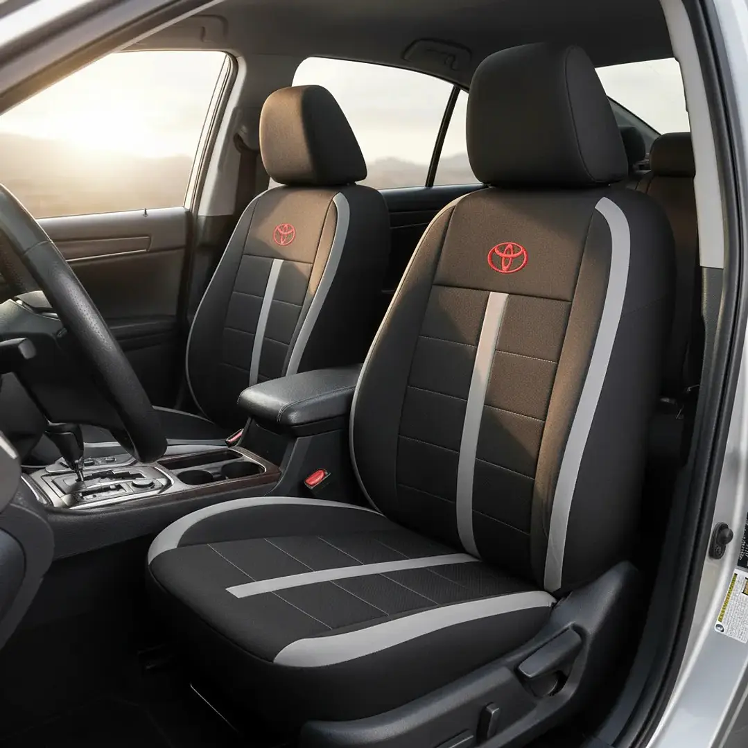 Fundas Asiento Toyota Tela Poliester Negro Gris | JJ Group 5