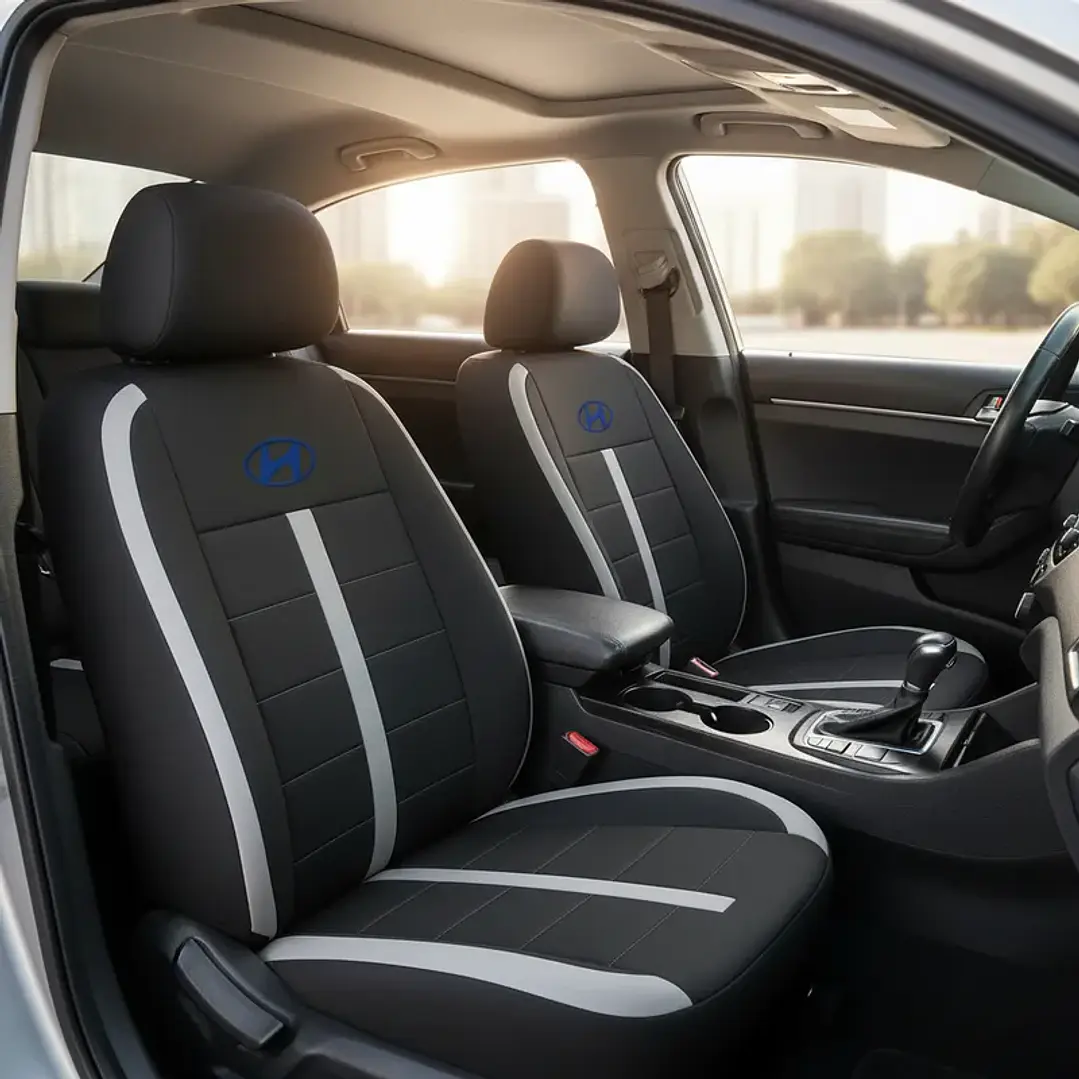Fundas Asiento Hyundai Tela Poliester Negro Gris | JJ Group 3