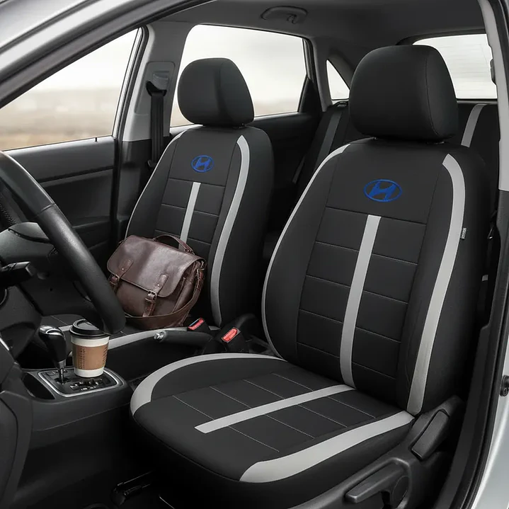Fundas Asiento Hyundai Tela Poliester Negro Gris | JJ Group 1